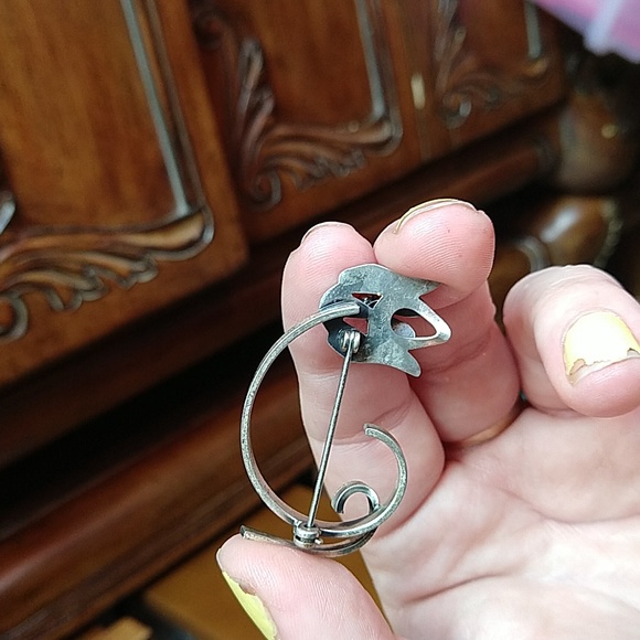 Wonderful beau sterling silver 925 dog brooch pin etch outline vintage - Picture 5 of 7